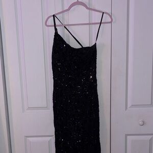 Windsor Black Sequin Strapless Evening Dress